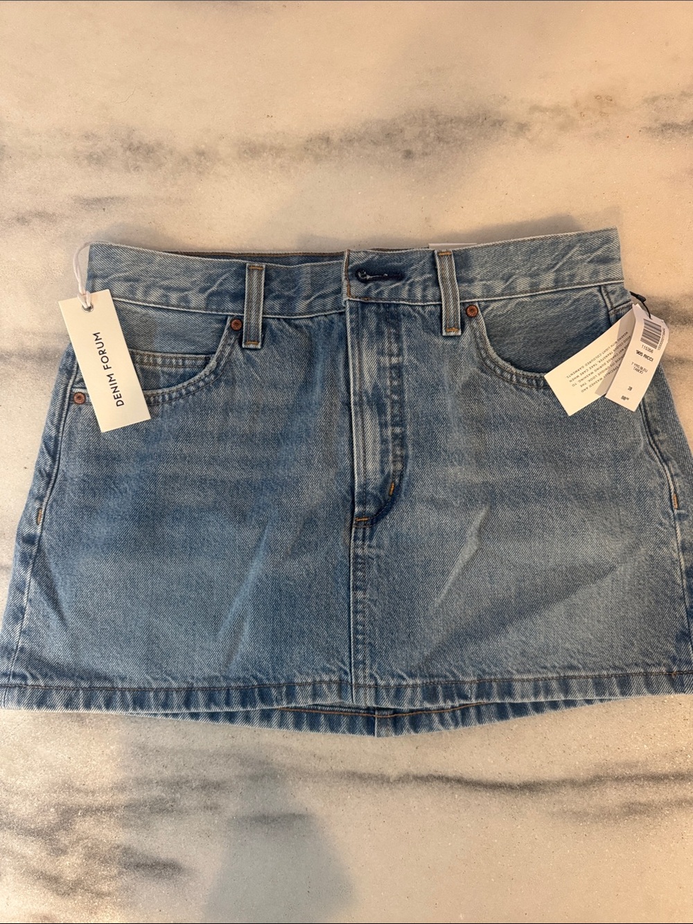 Denim Forum Classic Light Wash Denim Mini Skirt